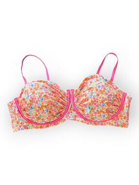 Wild Fable wire support Womans size 22 floral bikini top yellow and pink NWOT